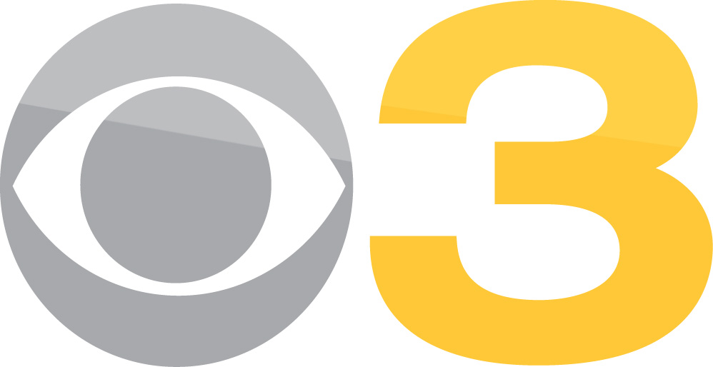 CBS 3 grey and yellow on white