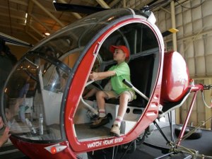 Child playing at the Helicopter Museum