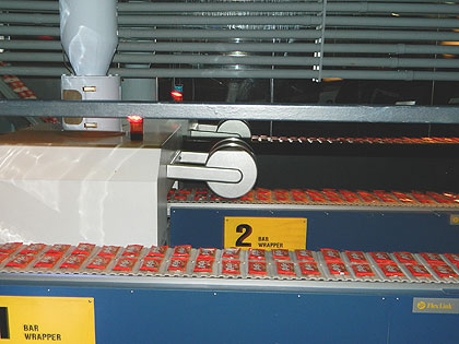 (A machine wraps Kit-Kat bars -- a Hershey product.  Credit: Jay Lloyd)