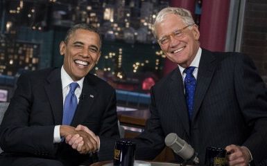 President Obama and David Letterman (Photo credit BRENDAN SMIALOWSKI/AFP/GettyImages)