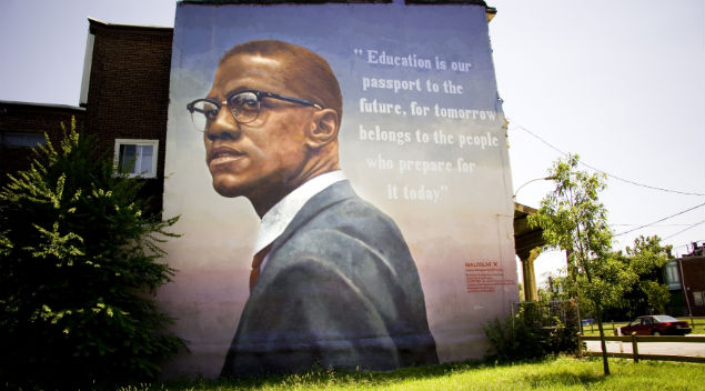Malcolm X (Courtesy of City of Philadelphia Mural Arts Program / Photo by Steve Weinik)