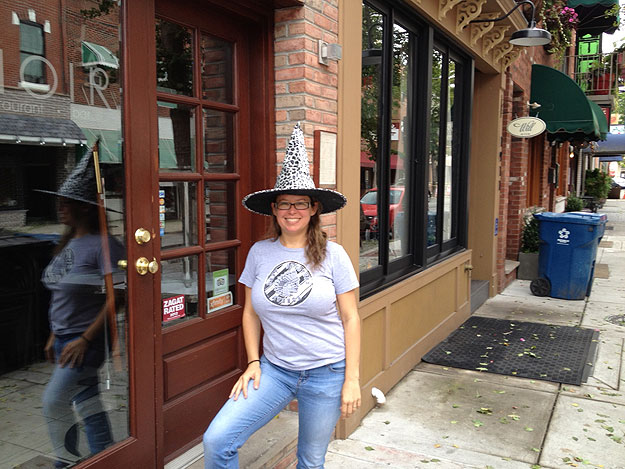 (Renee Gilinger, seen on East Passyunk Avenue, gets ready for the third annual "Witchcraft Craft Beer Crawl."  Photo provided)