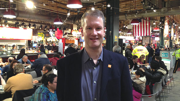(Paul Steinke, during a recent lunchtime in the Reading Terminal Market.  Photo by Hadas Kuznits)