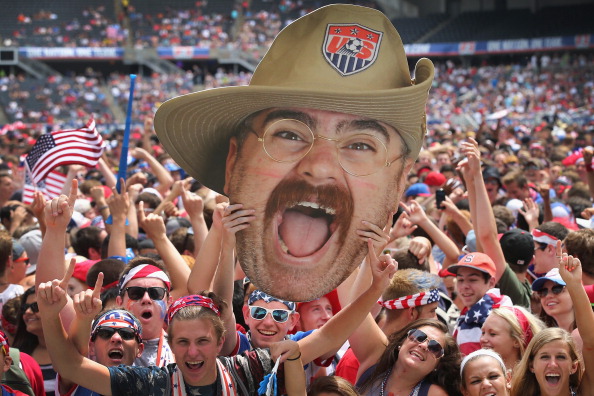 USA fans cheering during a watch party held at Soldier Field in Chicago, Illinois. (credit: Scott Olson/Getty Images)