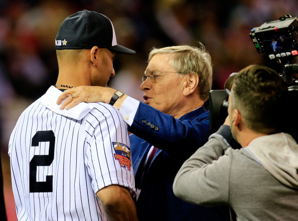 Derek Jeter with Bud Selig during the 2014 MLB All-Star Game (Photo by Rob Carr/Getty Images)