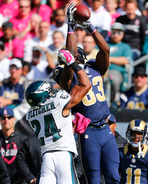 PHILADELPHIA, PA - OCTOBER 5: Defensive back Bradley Fletcher #24 of the Philadelphia Eagles breaks up a pass intended for wide receiver Brian Quick #83 of the St. Louis Rams on October 5, 2014 at Lincoln Financial Field in Philadelphia, Pennsylvania. (Photo by Rich Schultz/Getty Images)
