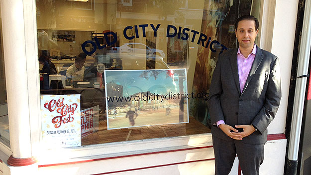 (Job Itzkowitz, executive director of the Old City District, outside their offices on Market Street.  Photo provided)