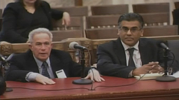 (Terrt Kaplan, left, and Rick Serai testify on behalf of Planet Aid.  Image from City of Phila. TV)
