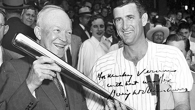 (Baseball legend Mickey Vernon, right, the Delaware County native for whom the museum is named.  Photo provided)
