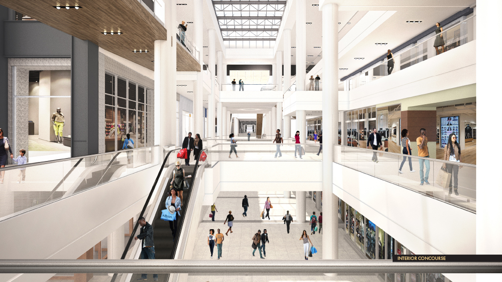 Rendering of the inside of the Gallery Shopping Mall (Credit: PREIT)