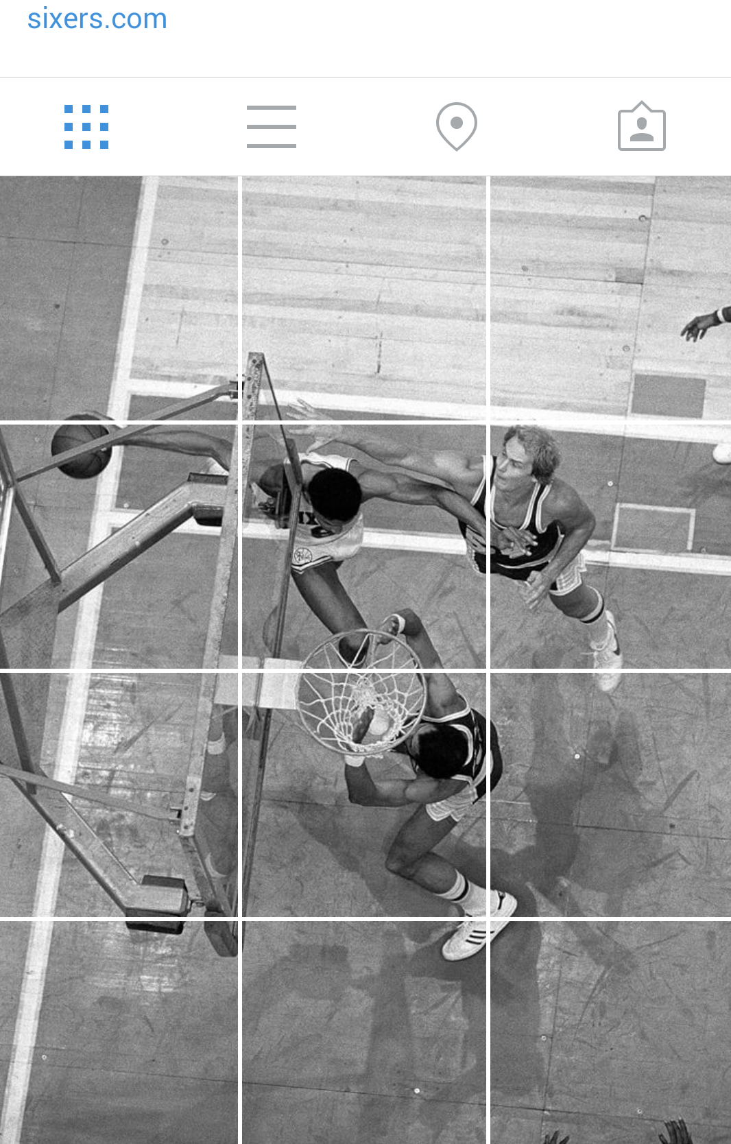 A look at the Sixers Instagram posts used to honor the 35th anniversary of Julius Erving's amazing shot against the Lakers. (credit: Sixers Instagram)