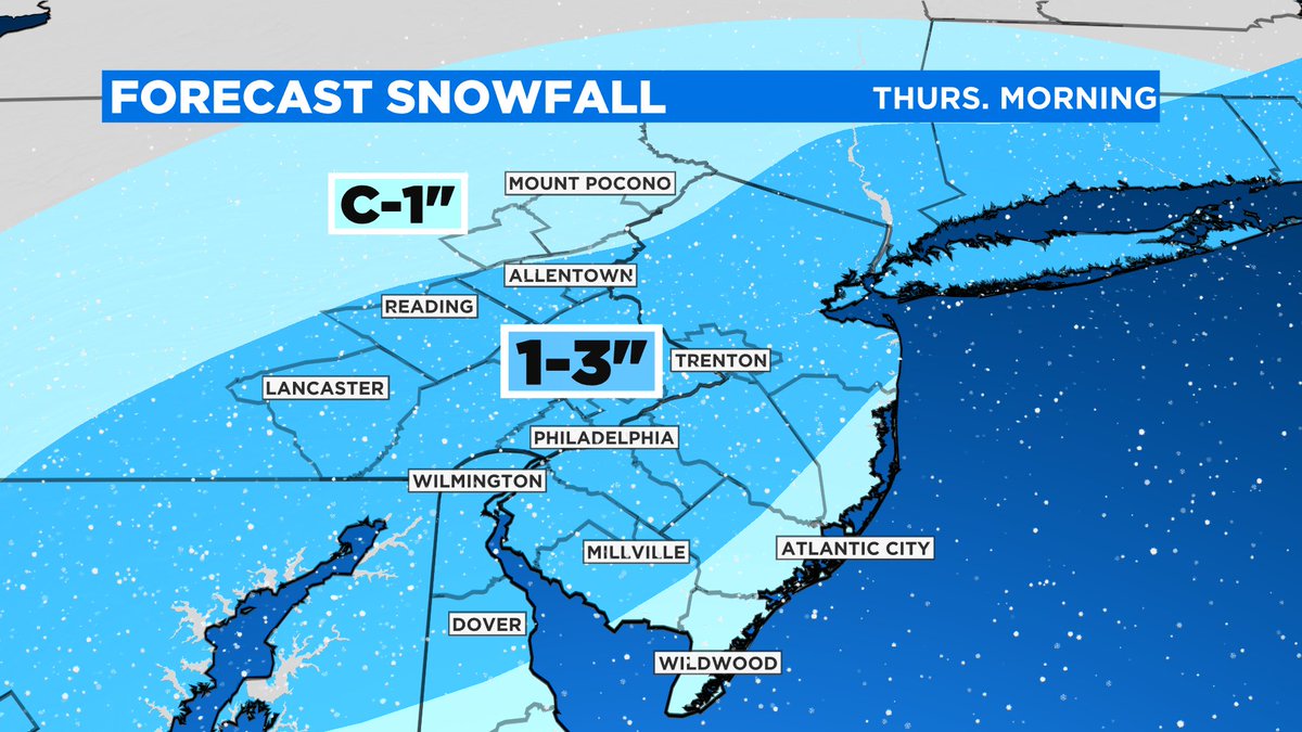 Philadelphia Weather: Another snowfall is expected overnight until Thursday morning