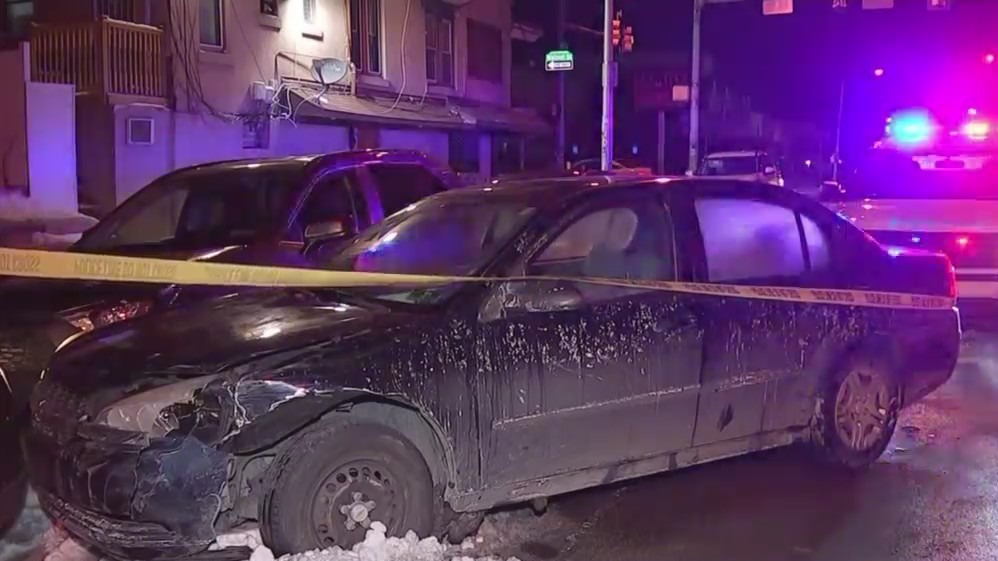 An officer was injured after a suspect crashed into a police car in West Philadelphia