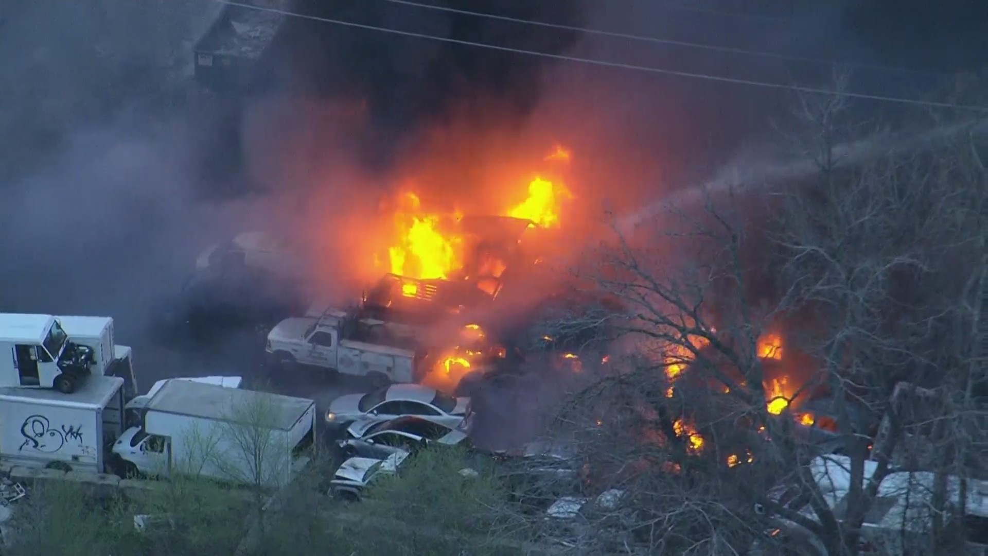 Multiple Vehicles Fully Engulfed In Flames In Fire At Tacony Warehouse